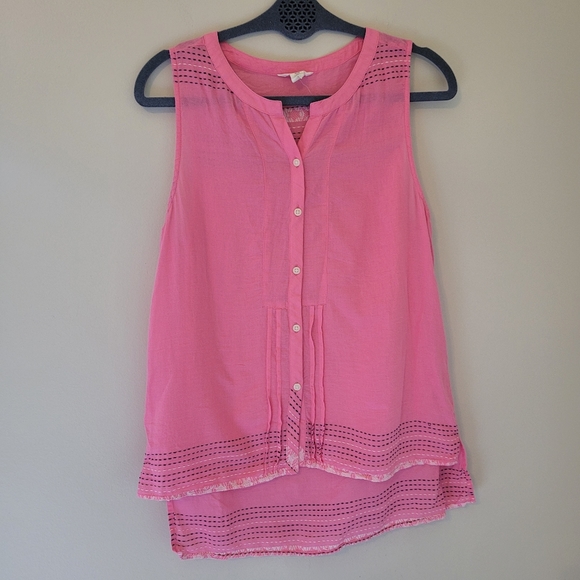 Caslon Pink Button Front Tank Top - Picture 1 of 9
